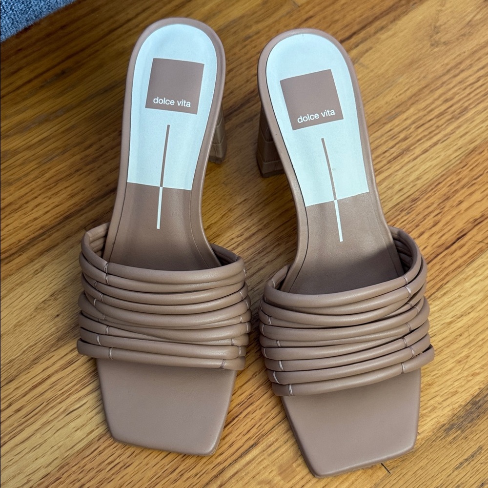 Dolce Vita Tan Strappy Block Heel Sandals